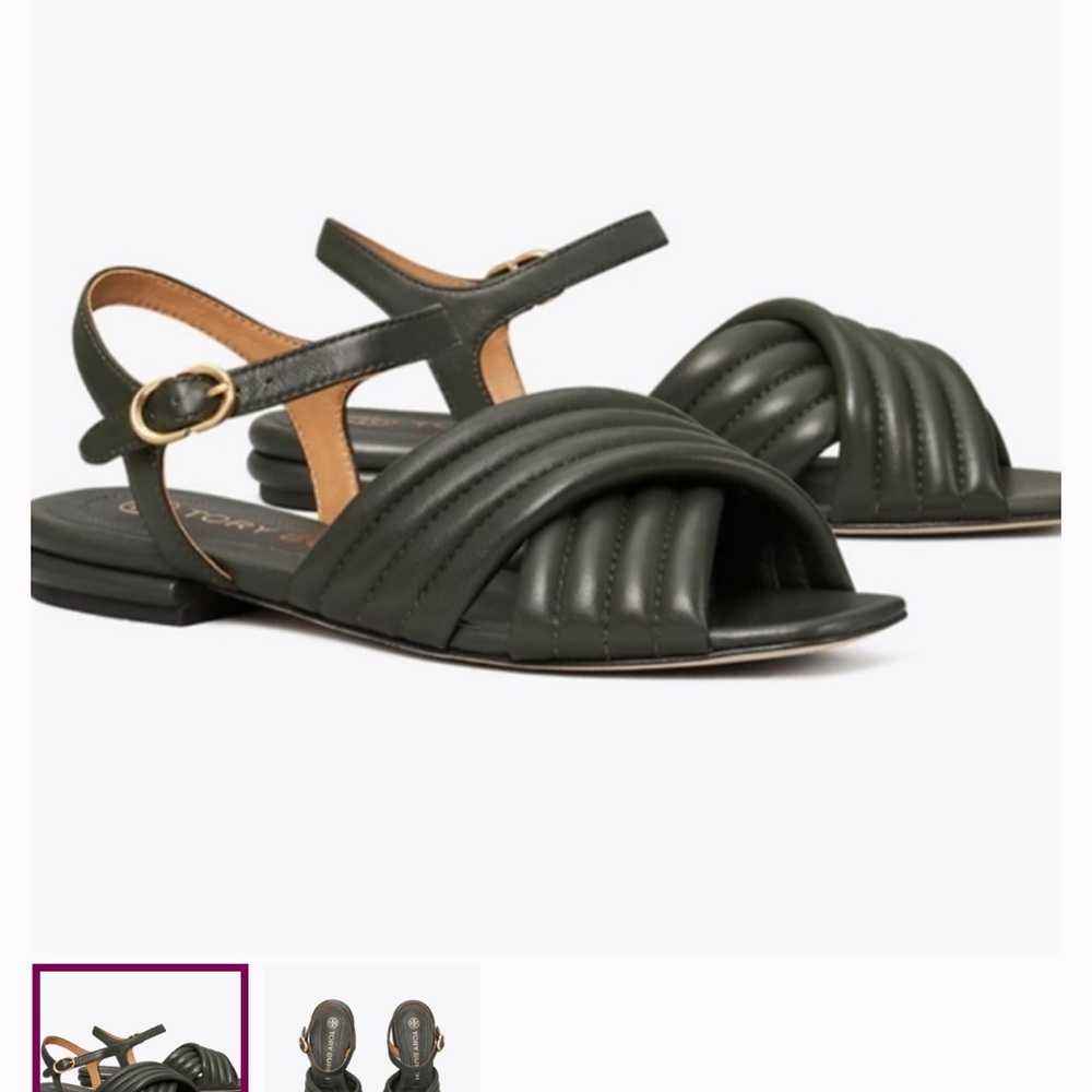 Tory Burch Dark Green Strappy Sandals